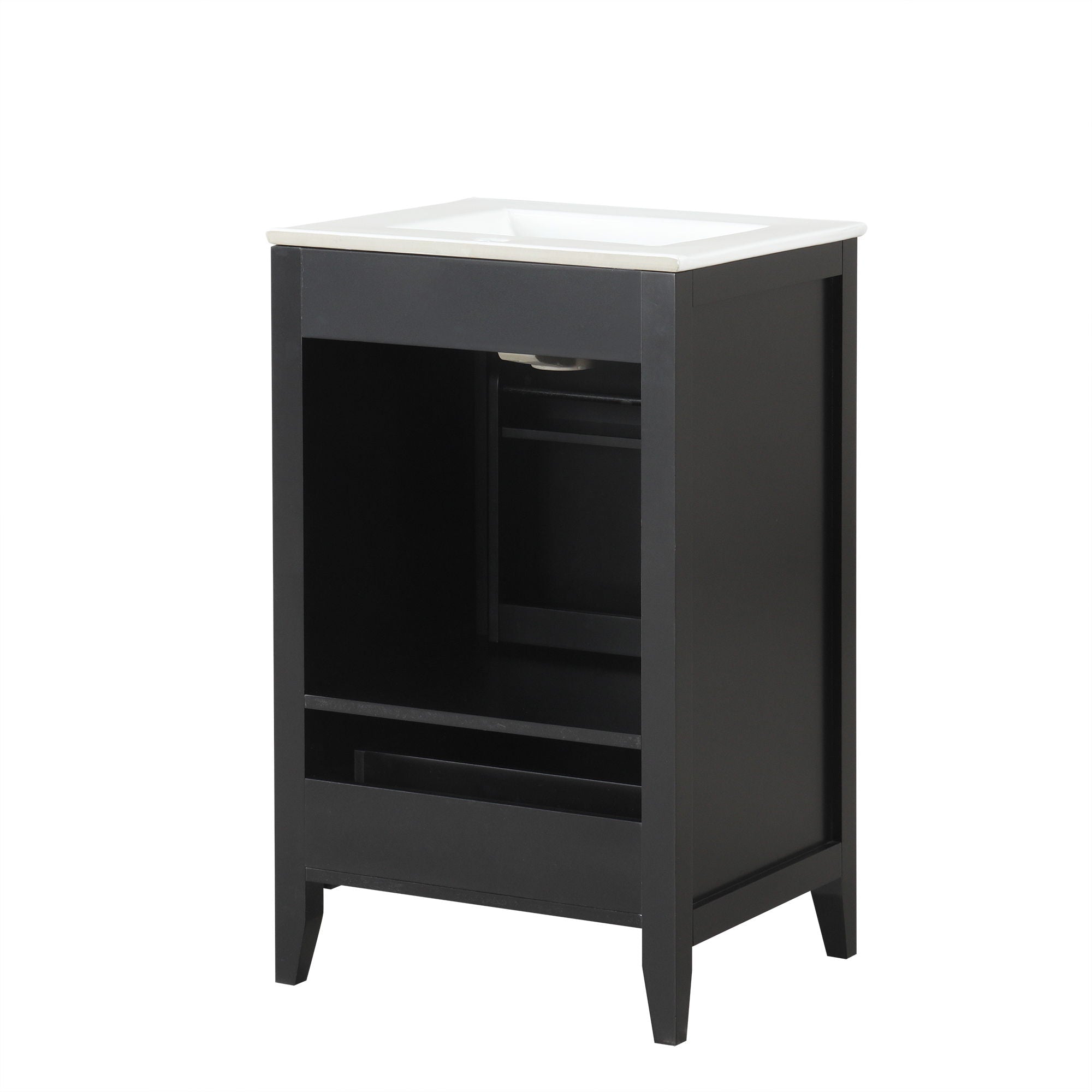 20" Bathroom Vanity With Sink Cabinet With Soft Closing Door, Drawer & Storage Rack - Black