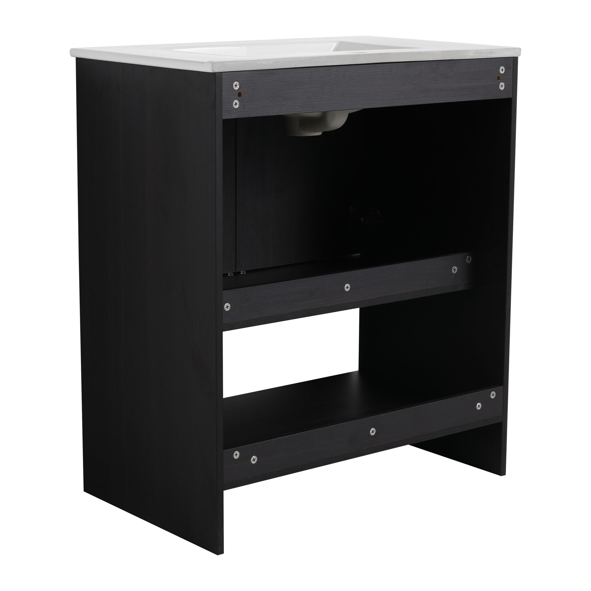 Modern Bathroom Vanity With Ceramic Sink, Freestanding Cabinet, Soft Closing Doors