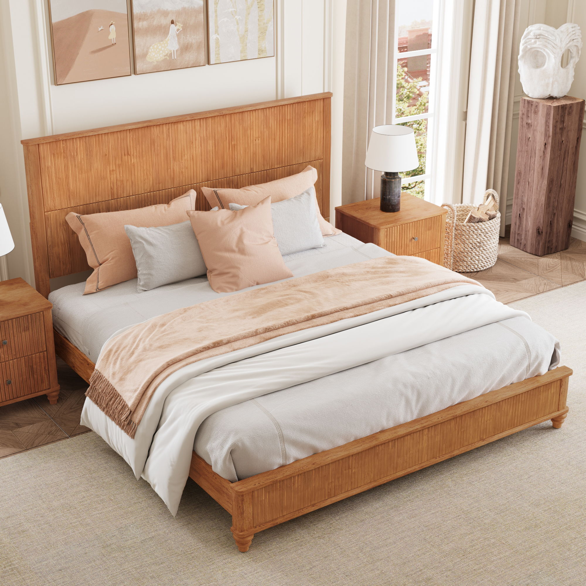 Platform Bed Frame & Tall Headboard