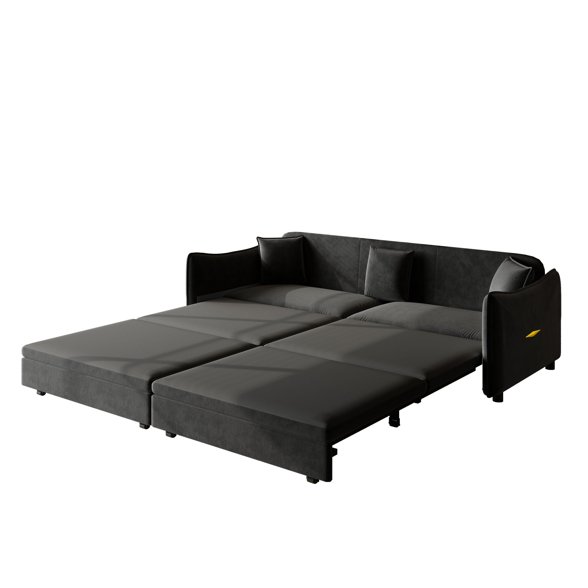 King Pull Out Sofa Bed, 3-In-1 Convertible Bed With 3 Pillows