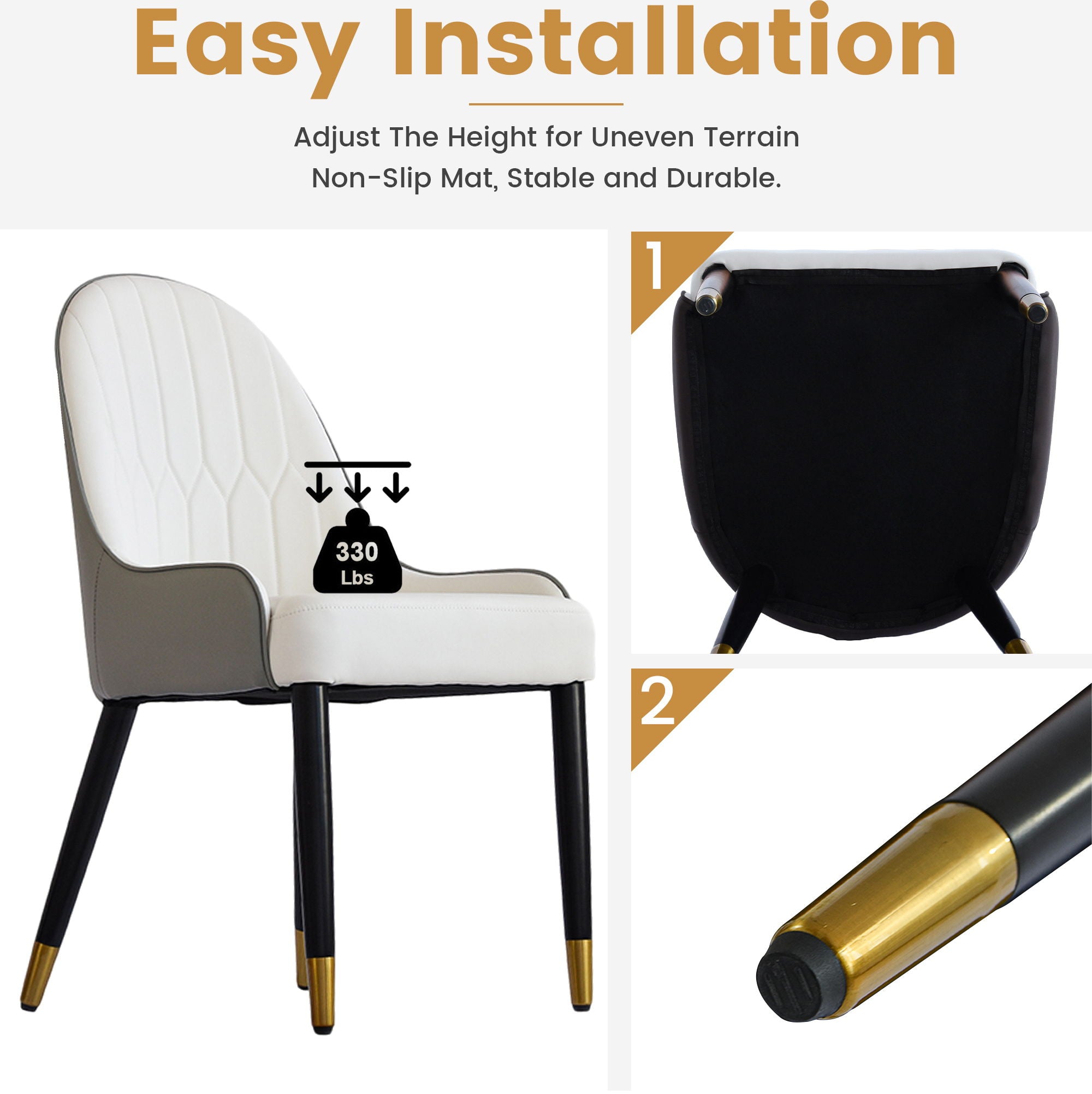 Modern Sponge-Filled Dining Chair, Solid Wood Metal Legs, Suitable For Restaurants, Living Rooms And Rooms (Set of 2)