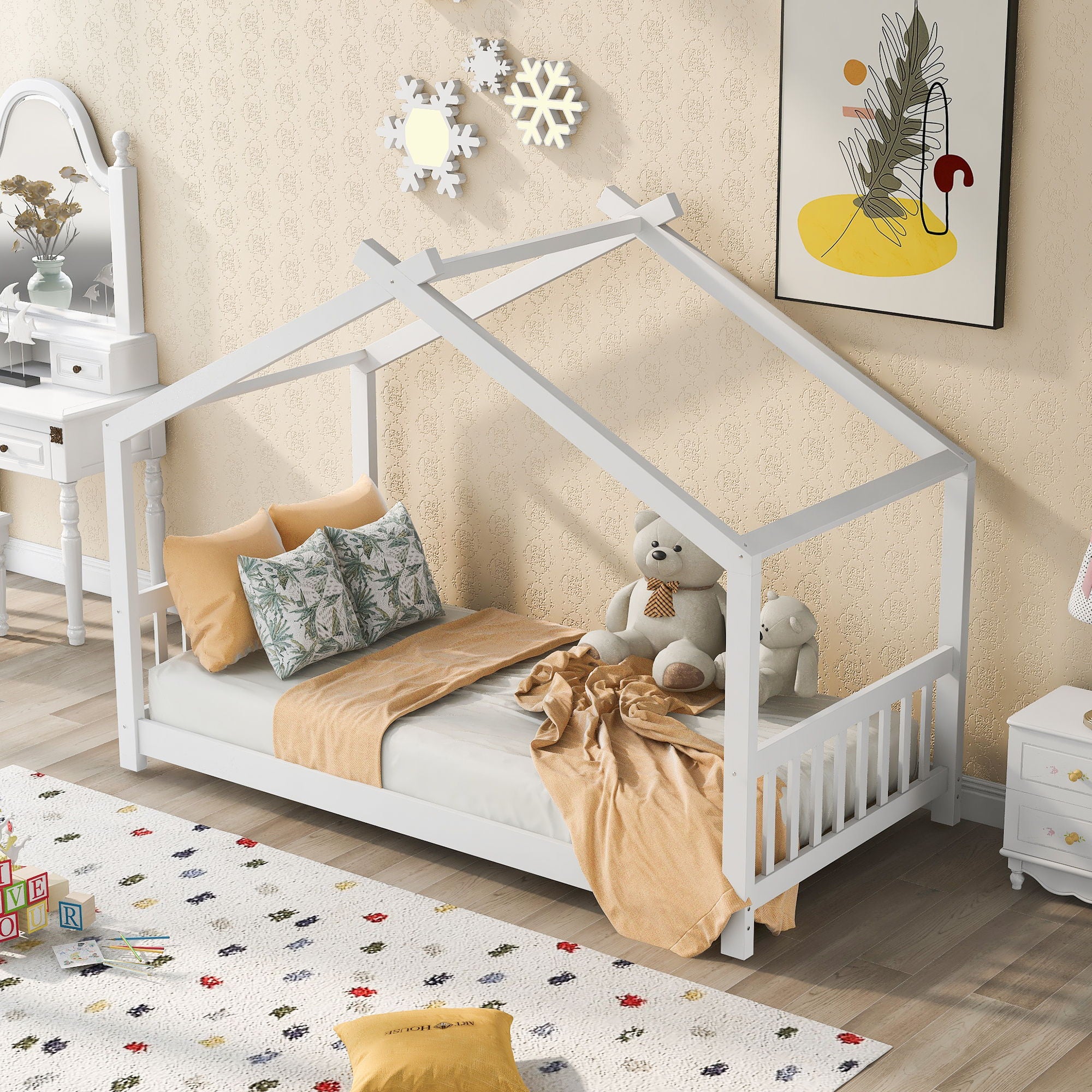 House Platform Bed With Headboard And Footboard, Roof Design
