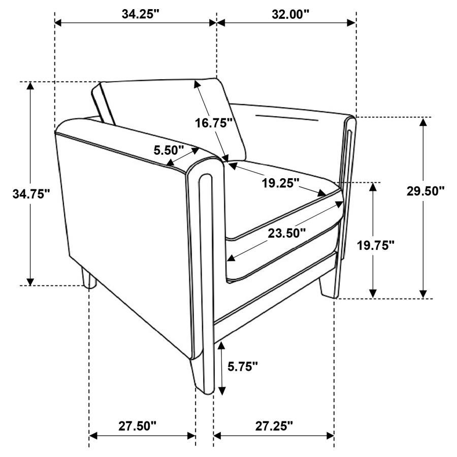 Islington - Fabric Upholstered Panel Arm Accent Chair - Taupe