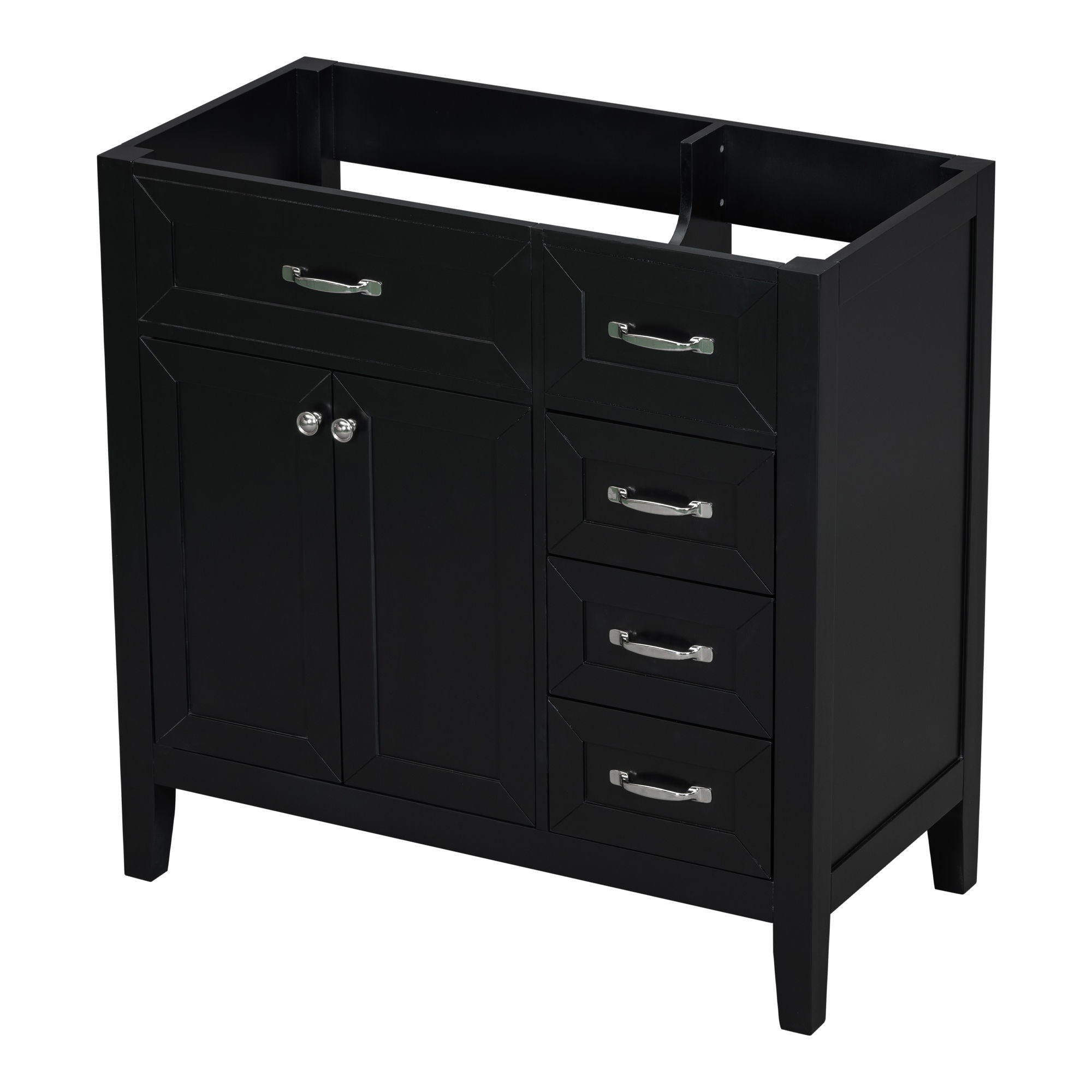 Modern Bathroom Vanity Base Only, 2 Doors And 3 Drawers