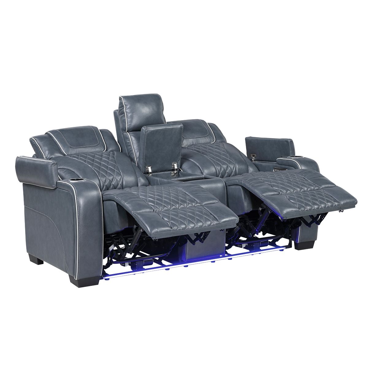 Apex - Power Double Reclining Loveseat With Center Console, Power Headrests, Storage Arms With Cup Holders, Wireless Charger, Air Massage And Heat, LED Lighting And Charging Ports