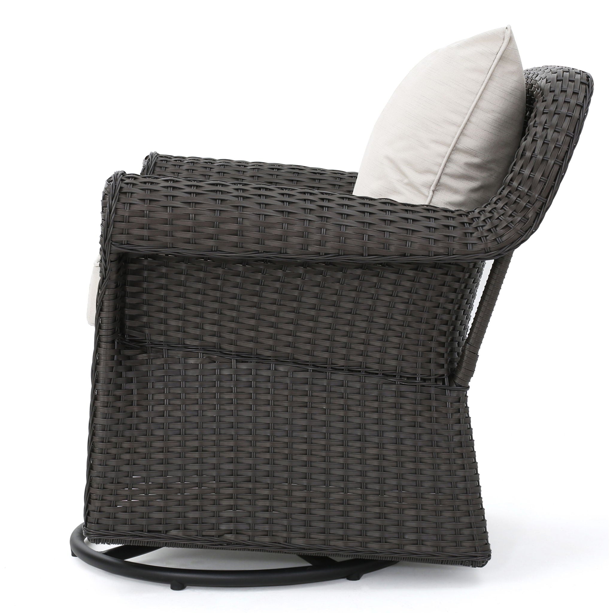 Amaya - Outdoor Swivel Rocker Chair With Water Resistant Cushions - Brown / Beige