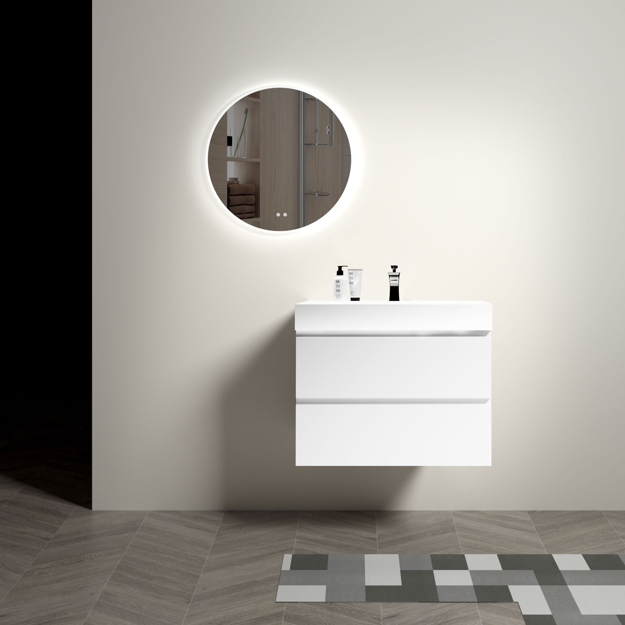 Alice - Bathroom Vanity With Large Storage, Sink, Wall Mounted