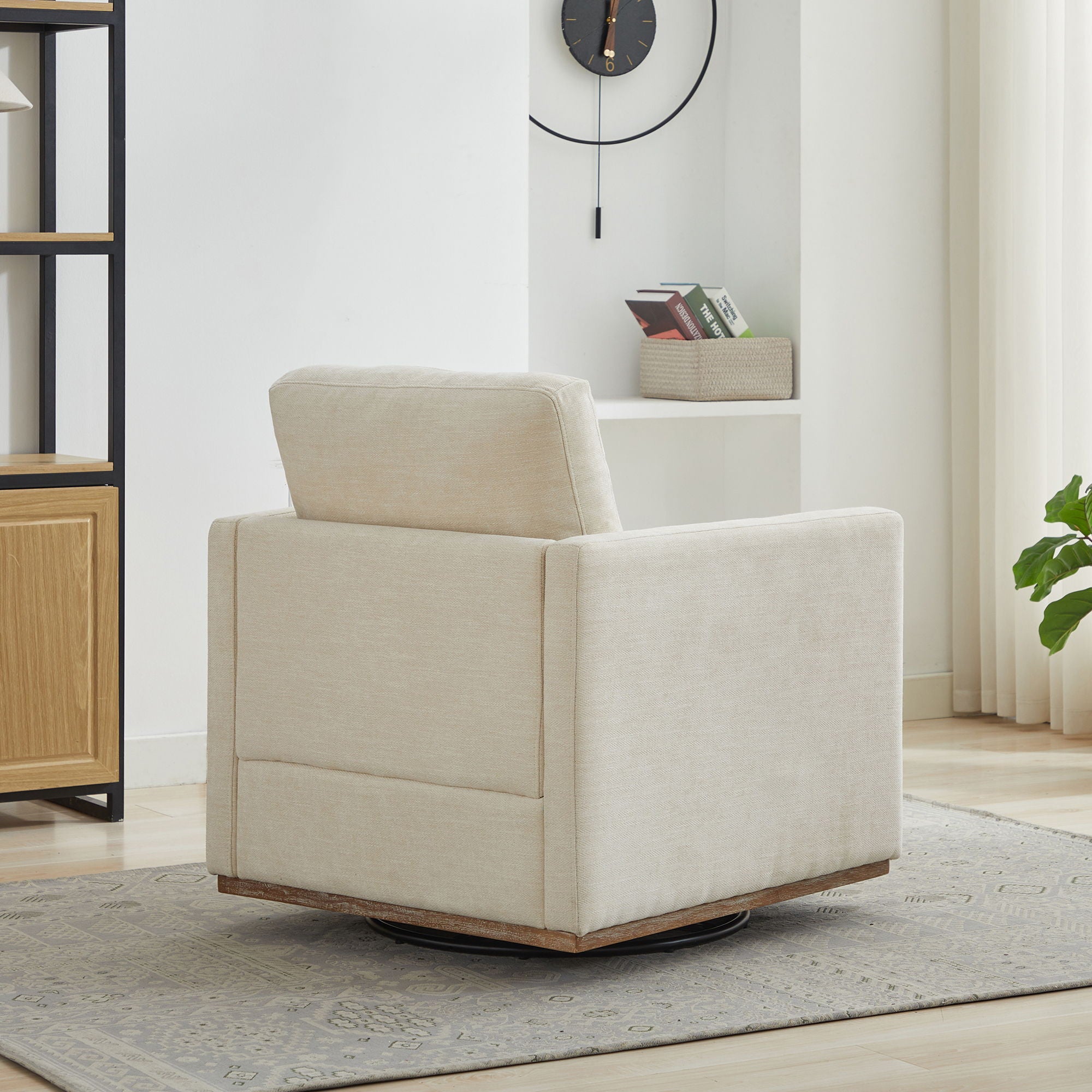 Square Upholstered Swivel Accent Chair