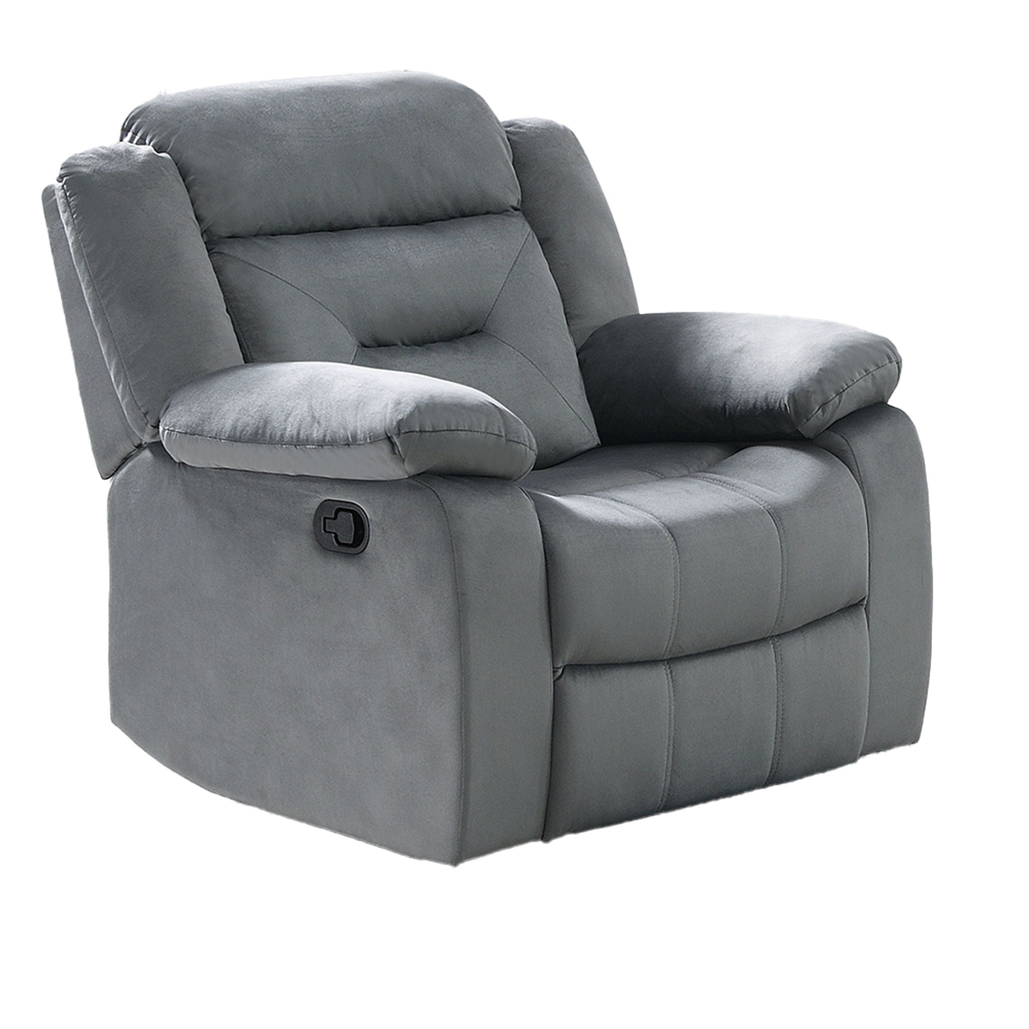 Modern Manual Recliner With Padded Seat And Pillow Arms