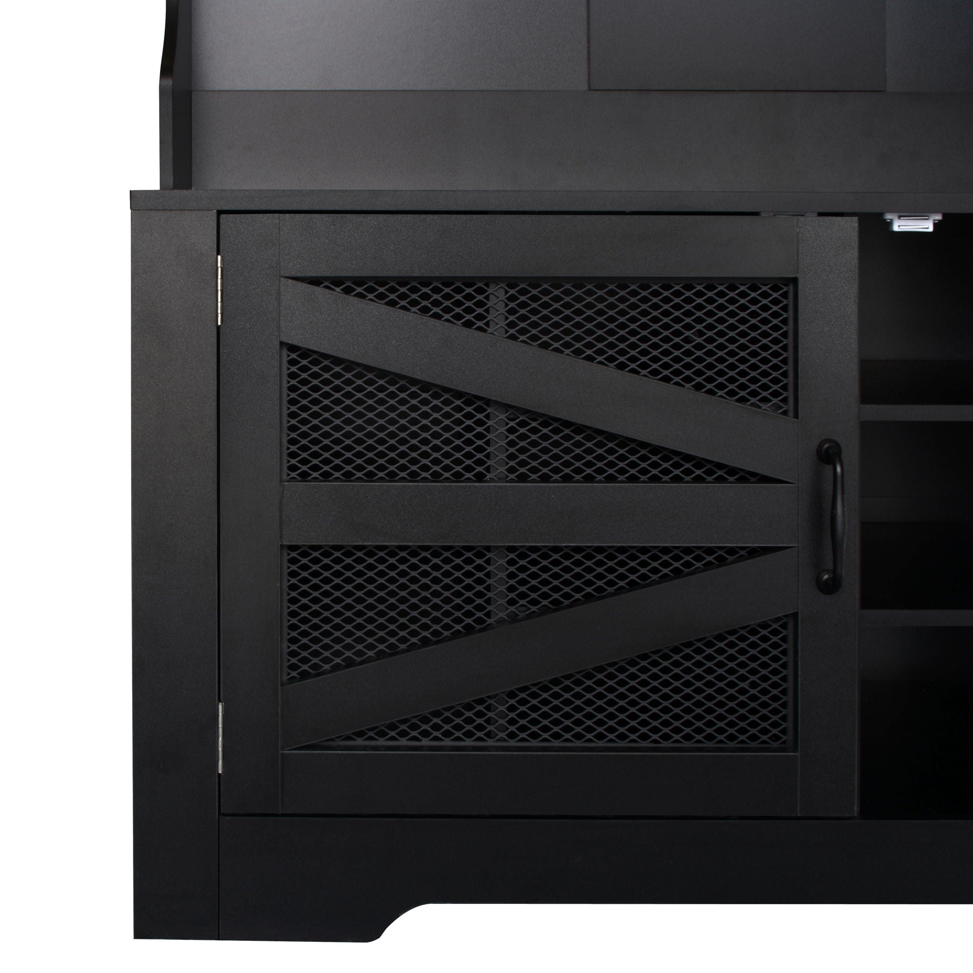 Entryway Bench With Coat Rack, 3 In 1 Design And Adjustable Shelves