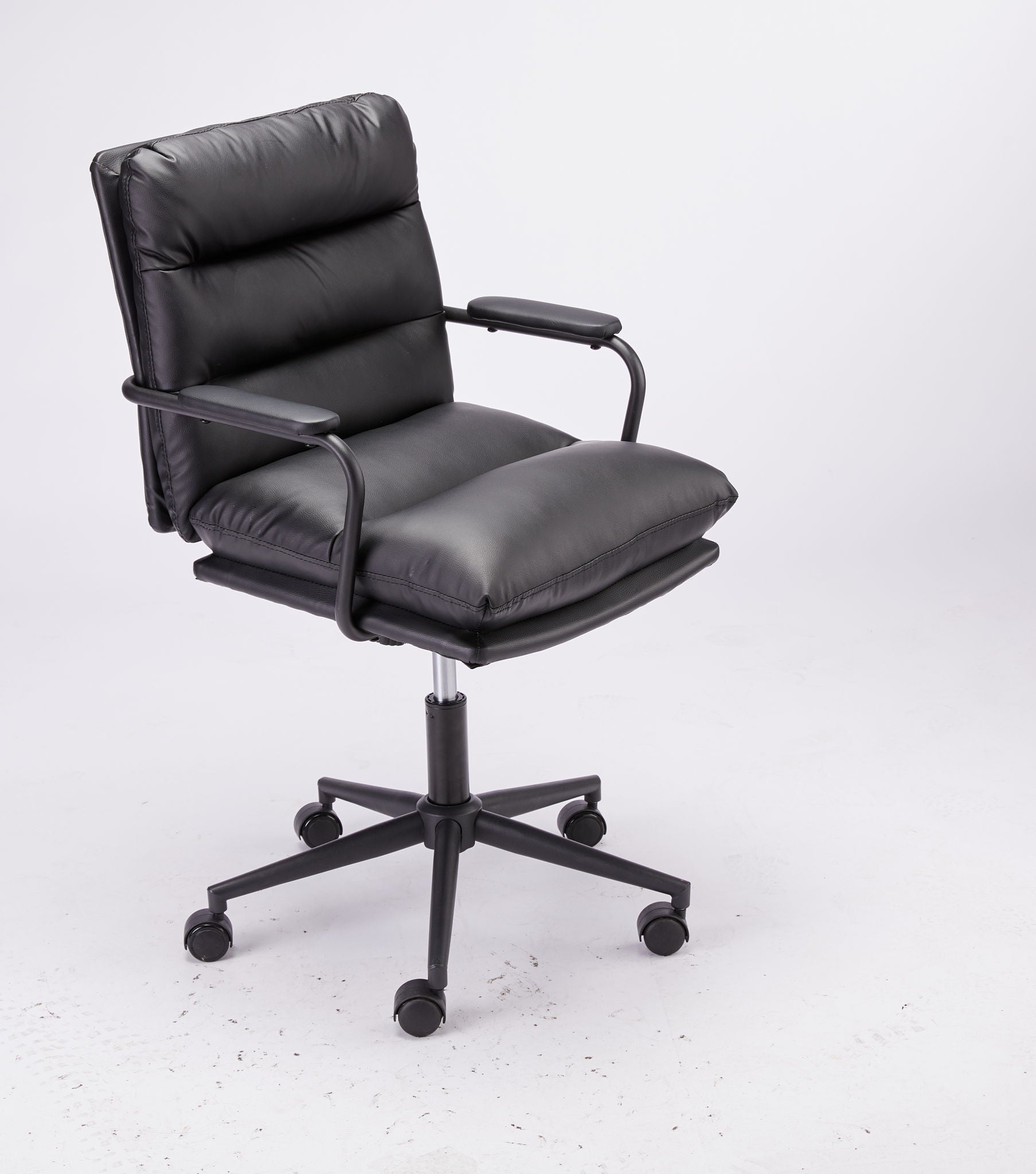 Office Chair Mid Back Desk Chair Modern Excutive Office Chair With Arms And Wheels For Home Office - Black