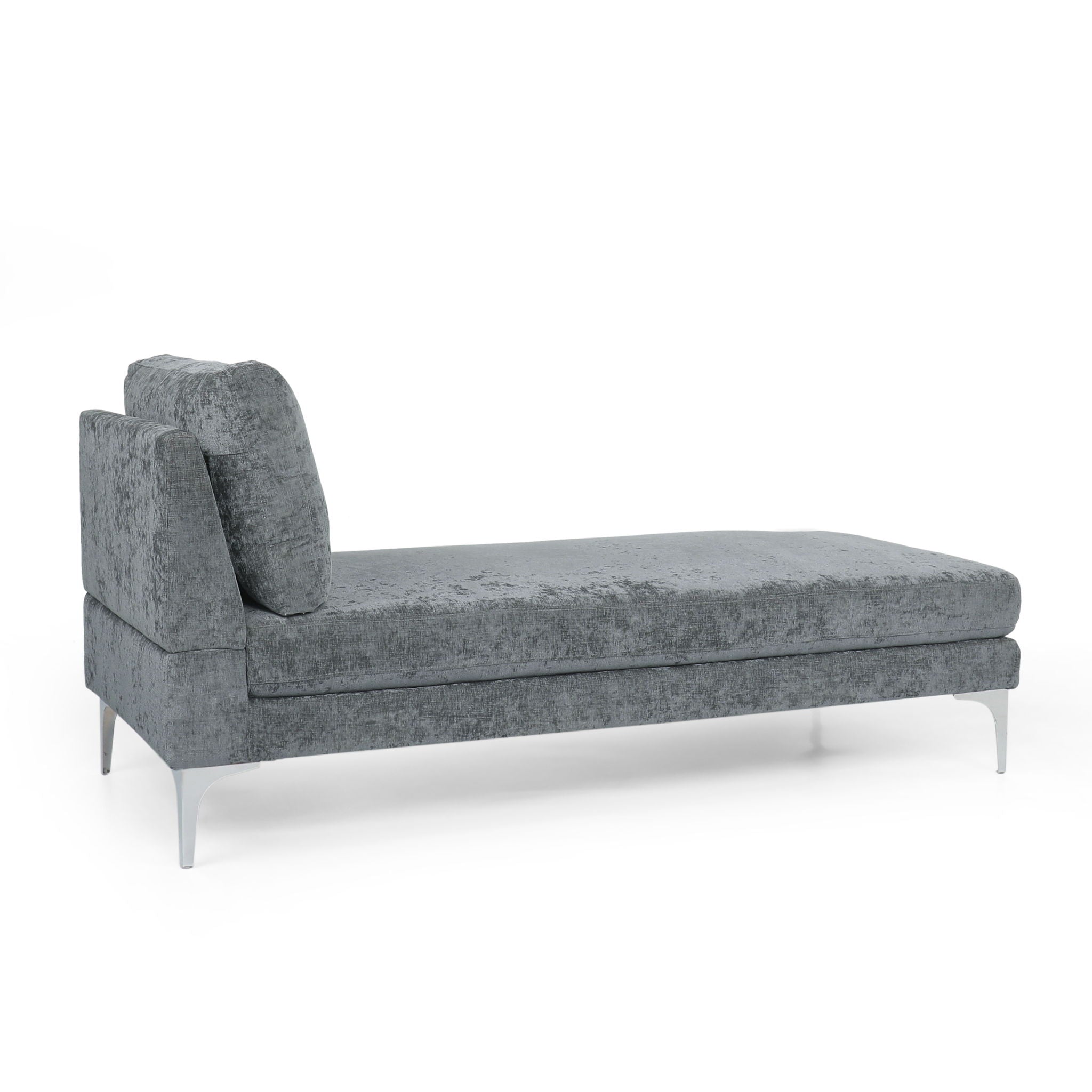 Fabric Upholstered Chaise Lounge With Iron Bracket Legs