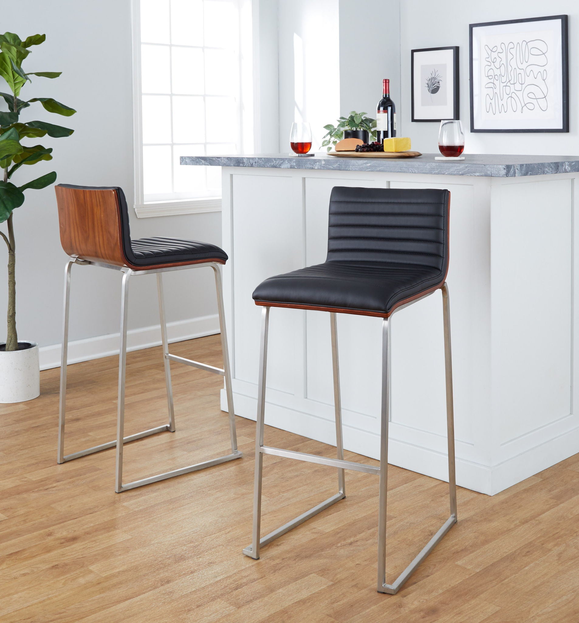 Mason Mara - Contemporary Fixed Height Barstool (Set of 2)