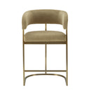 Modrest Sebastian - Modern Brown Fabric + Antique Brass Counter Chair