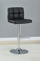 Lenny Upholstered Adjustable Bar Stool Black / White (Set of 2)