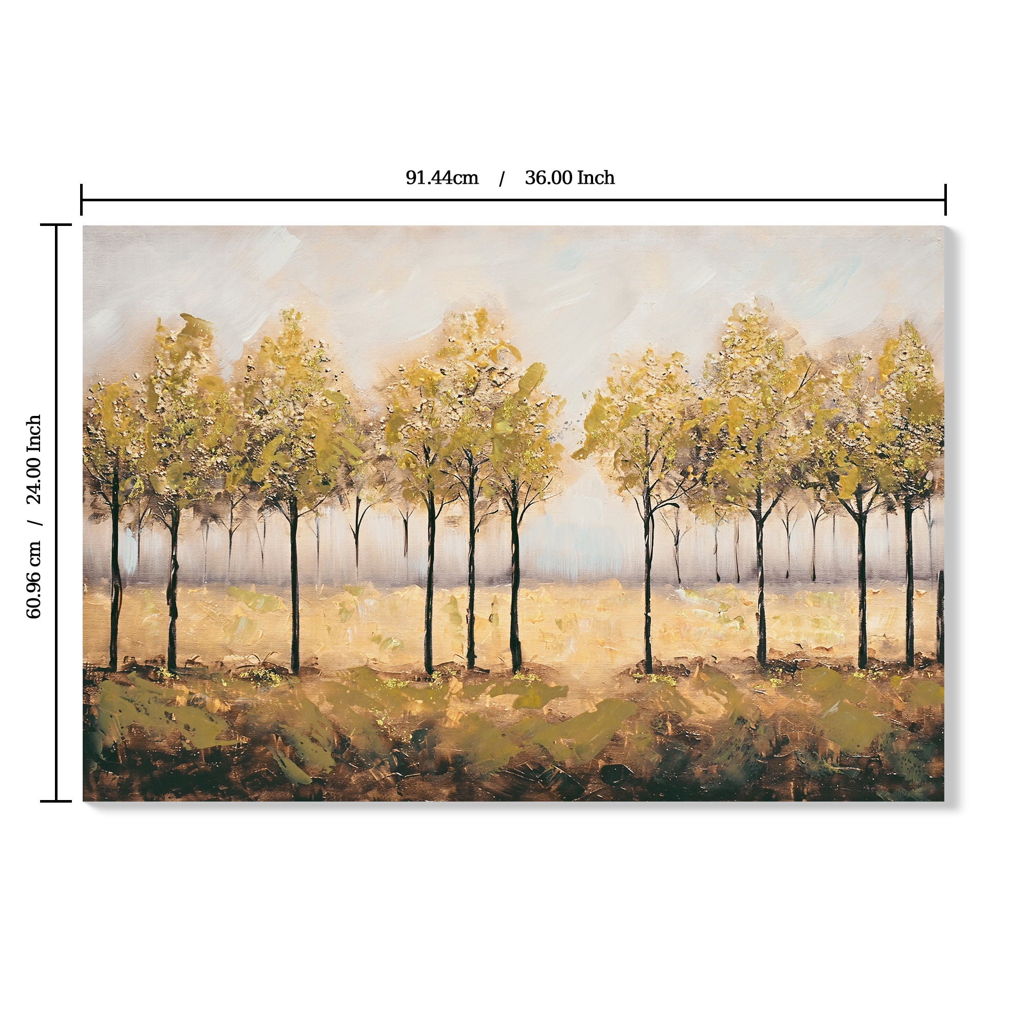 Wall Art Decor Canvas Print Autumn Embellishments Plant Forest Abstract Tree - Tan Leaves