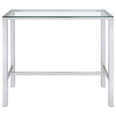 Tolbert Rectangular 47-inch Glass Top Pub Bar Table Chrome