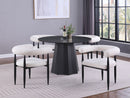 Camden  Round Faux Marble Top Dining Table Set Black