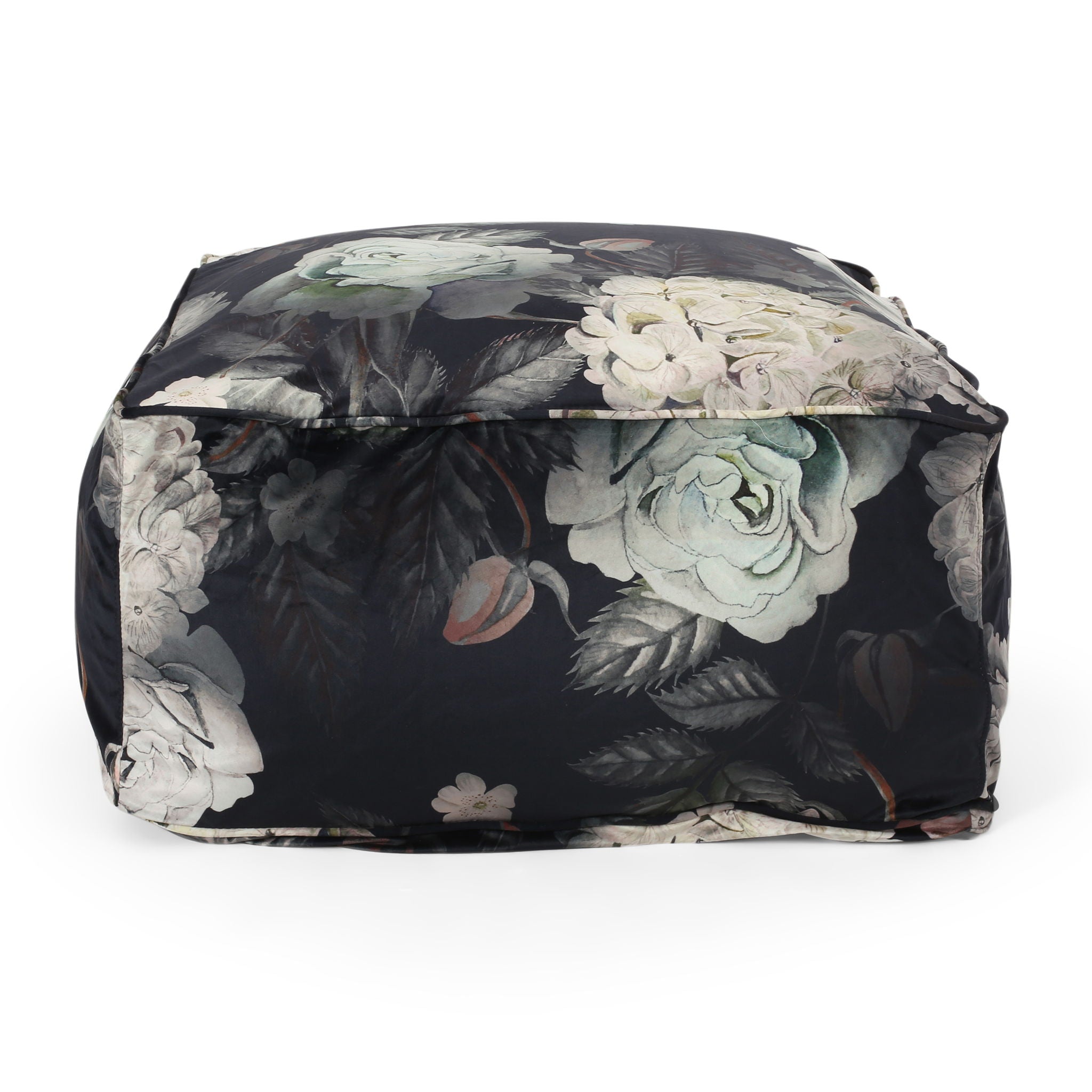 Hazel - Large Square Pouf With Flower Print