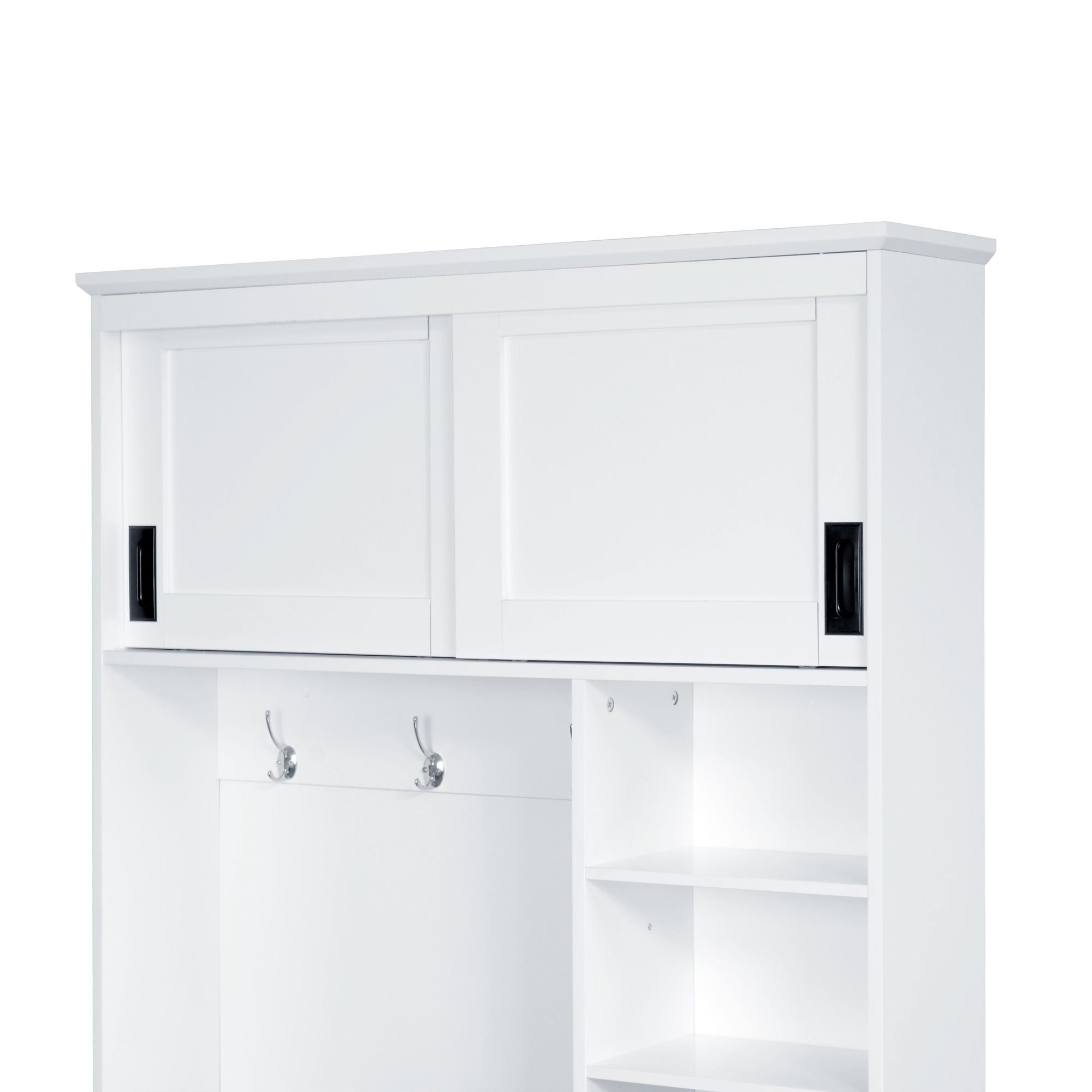 Modern Wide Hall Tree With Coat Rack, 3 Shelves And Drawers, 3 Sturdy Hooks