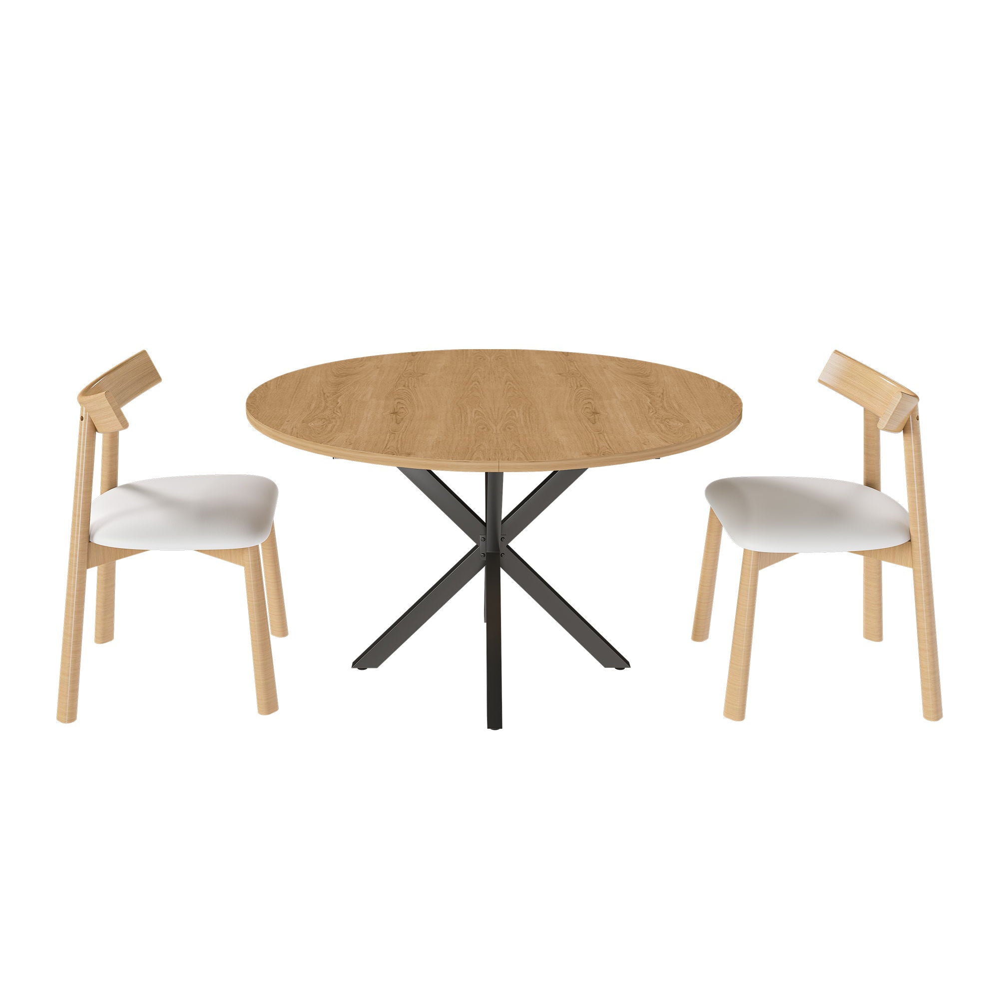 Modern Extendable Round Dining Table Set, Table With Chairs