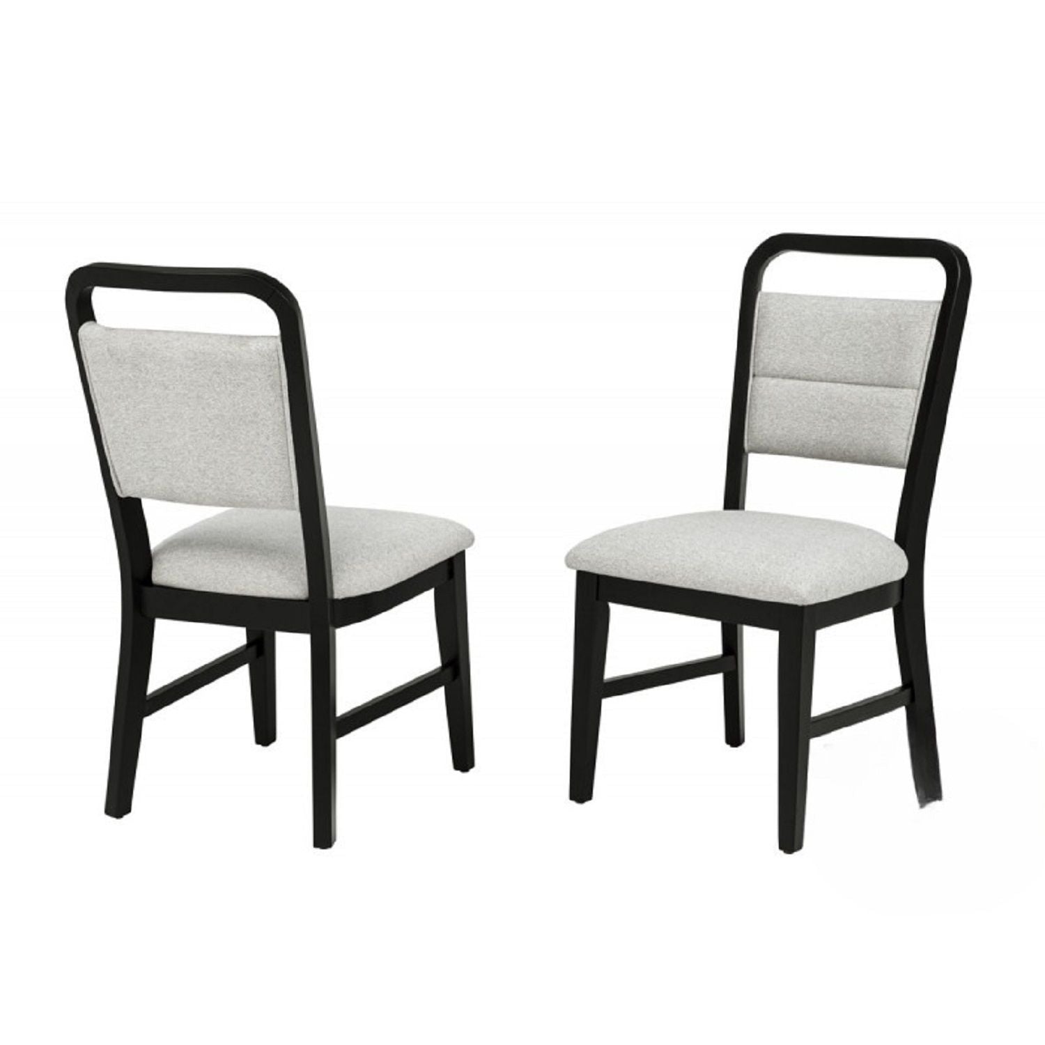 Dining Set With Round Table And 4 Upholstered Chairs - Black / Gray