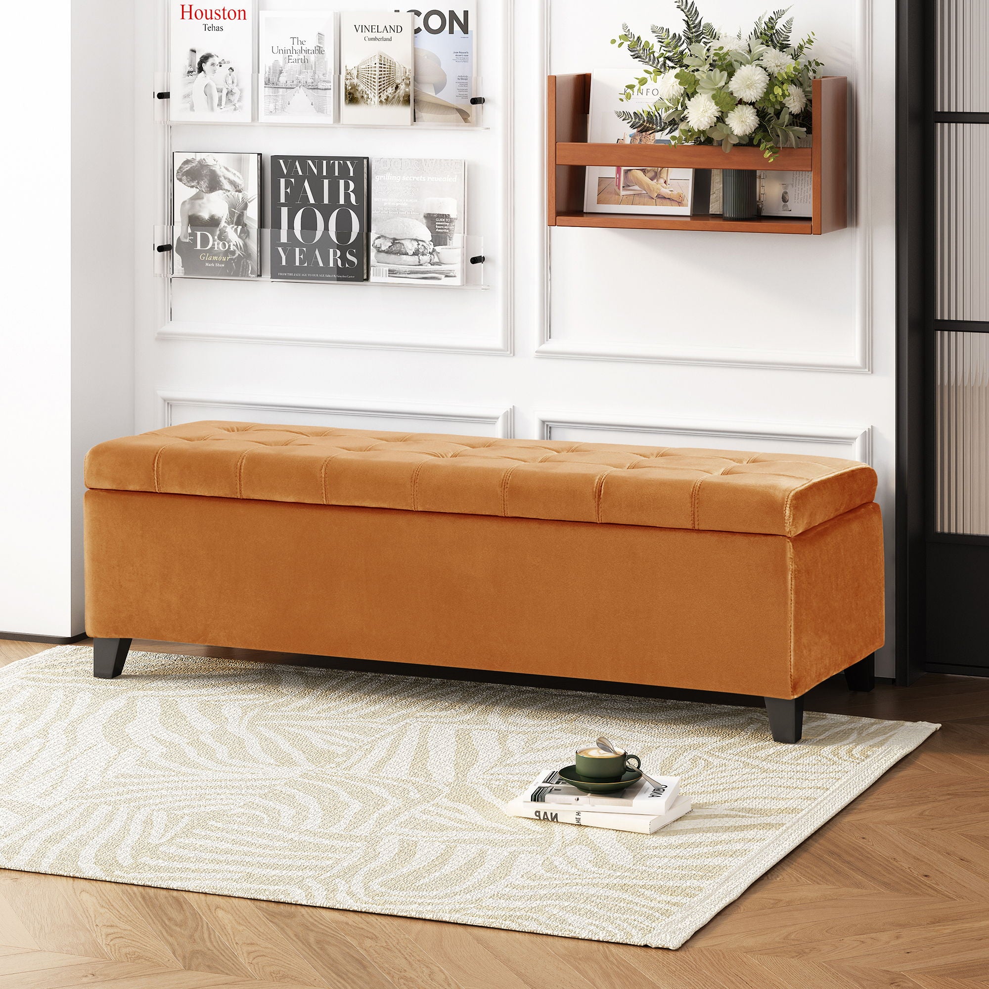 Wendover - Elegant Tufted Storage Bench With Lift-Up Top And Birch Wood Legs