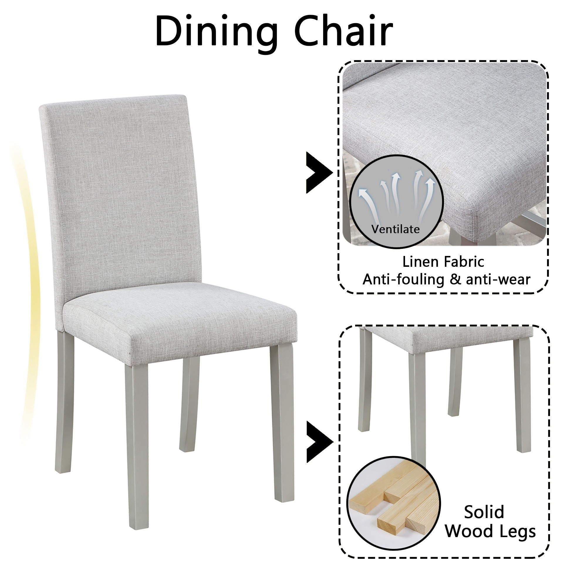 Dining Table Set With Crystal Decoration And Upholstered Chairs