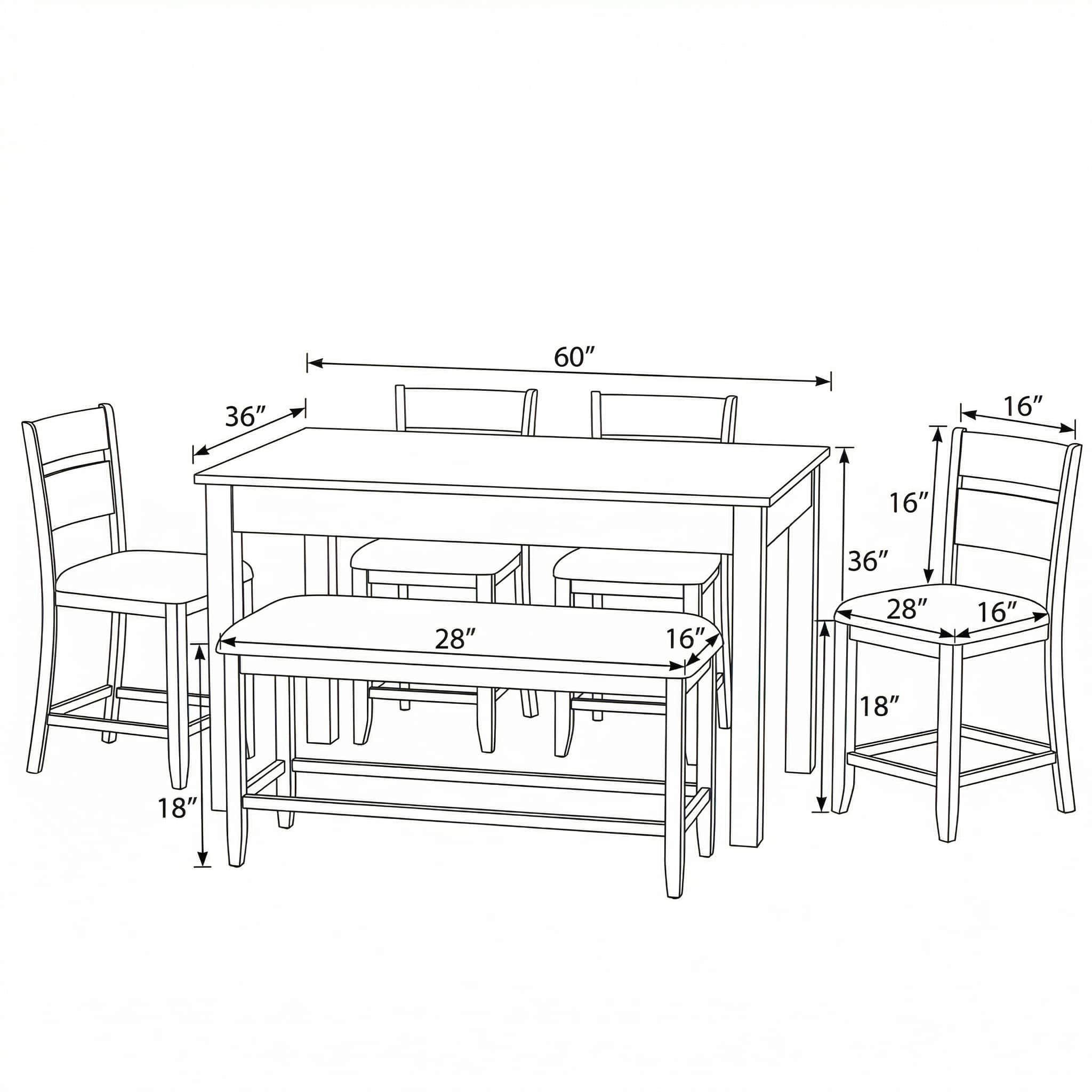 6 Piece Gathering Dining Set