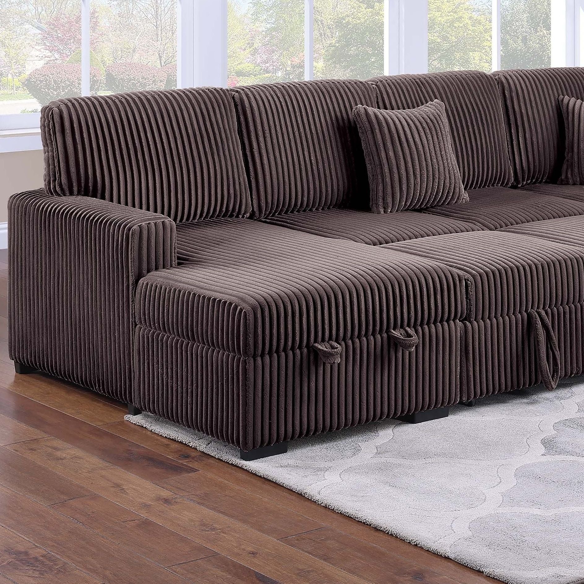 Convertible Sectional Upholstered Sleeper Sofa With Storage Chaise