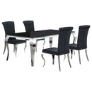 Carone  81-inch Rectangular Black Glass Dining Set Black