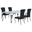 Carone  81-inch Rectangular White Glass Dining Set Black