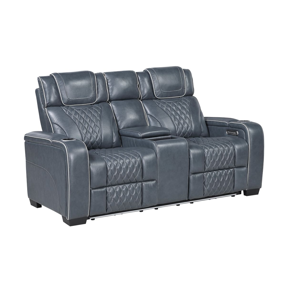 Apex - Power Double Reclining Loveseat With Center Console, Power Headrests, Storage Arms With Cup Holders, Wireless Charger, Air Massage And Heat, LED Lighting And Charging Ports