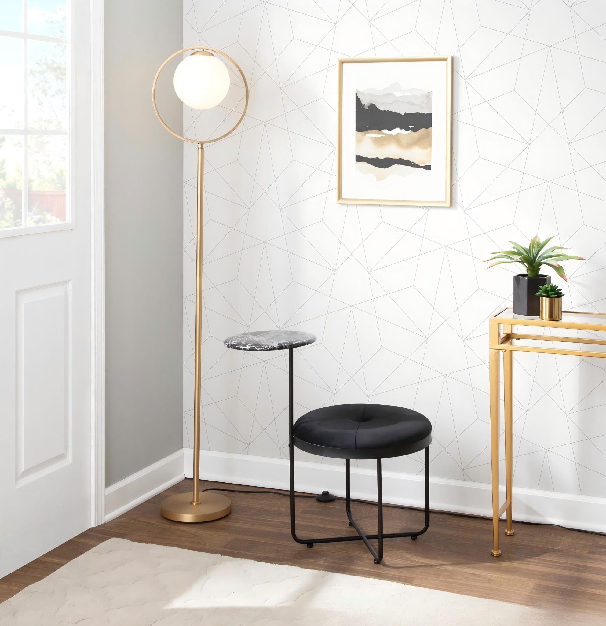 Moon - Contemporary Floor Lamp - Gold / Frosted