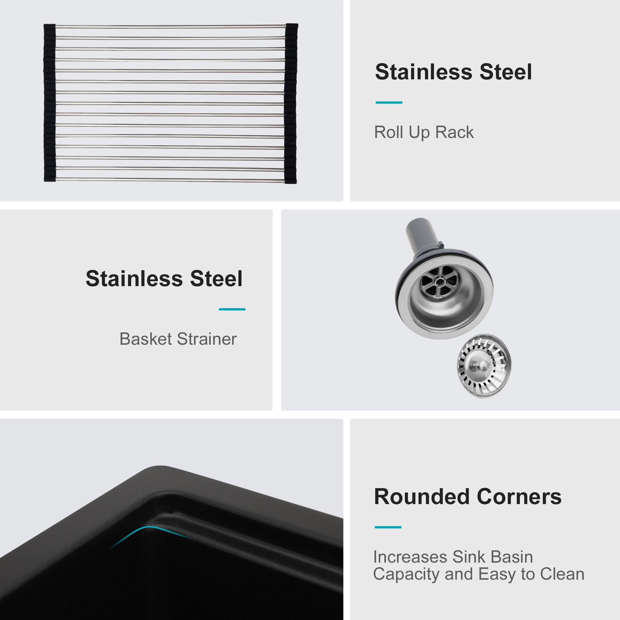 Granite Composite Quartz Kitchen Sink With Workstation Features And Drop In Design