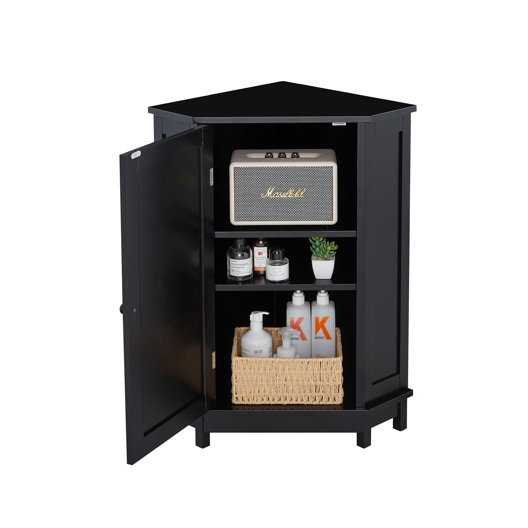 Bathroom Cabinet Triangle Corner Storage Cabinet With Adjustable Shelf Modern Style
