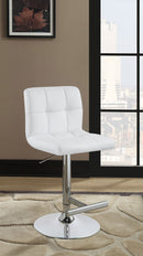 Lenny Upholstered Adjustable Bar Stool Black / White (Set of 2)