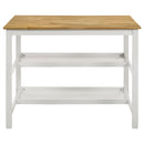 Edgeworth Kitchen Island Counter Table with Pot Rack White