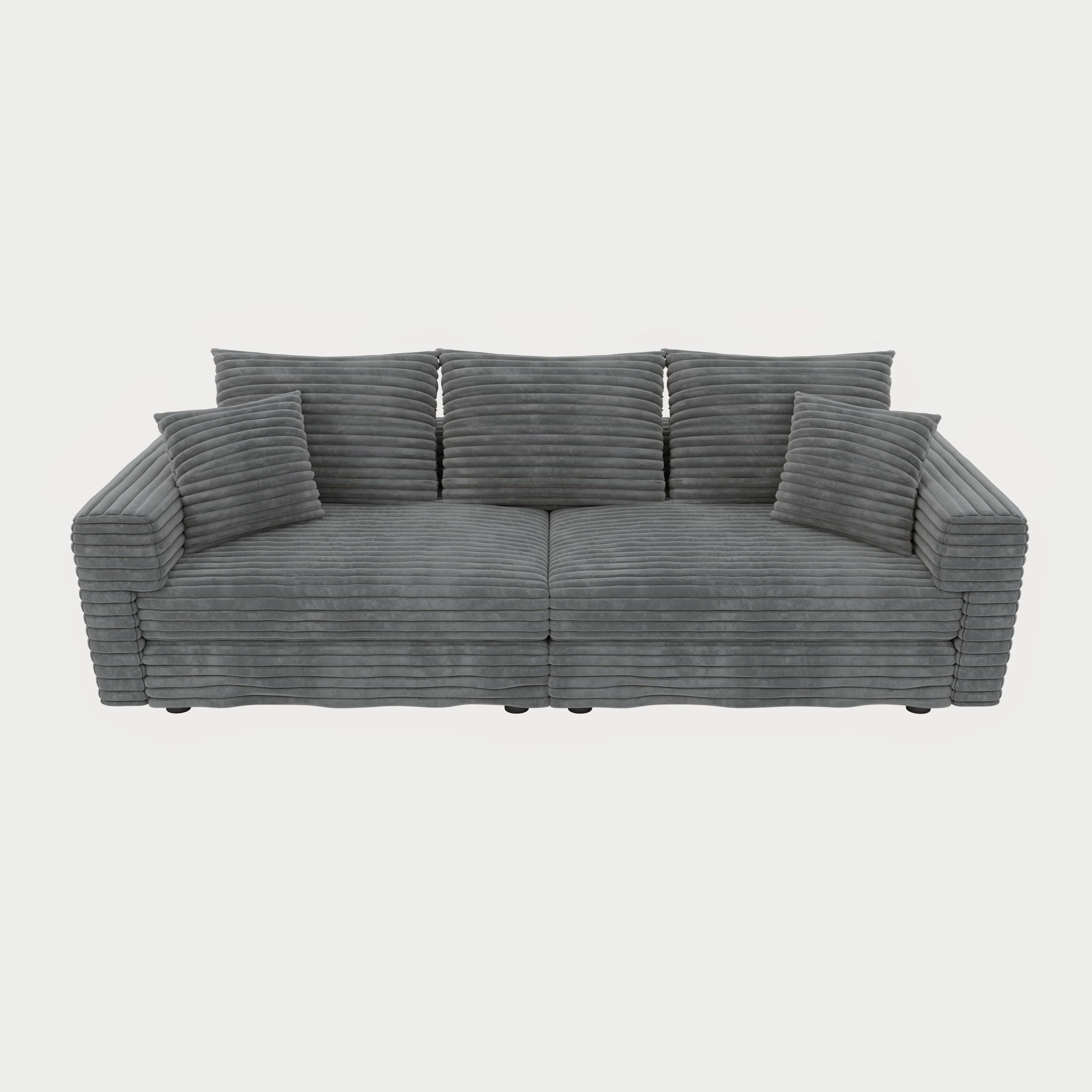 Deep Seat Convertible Sofa With Soft Pillows And Ottomans