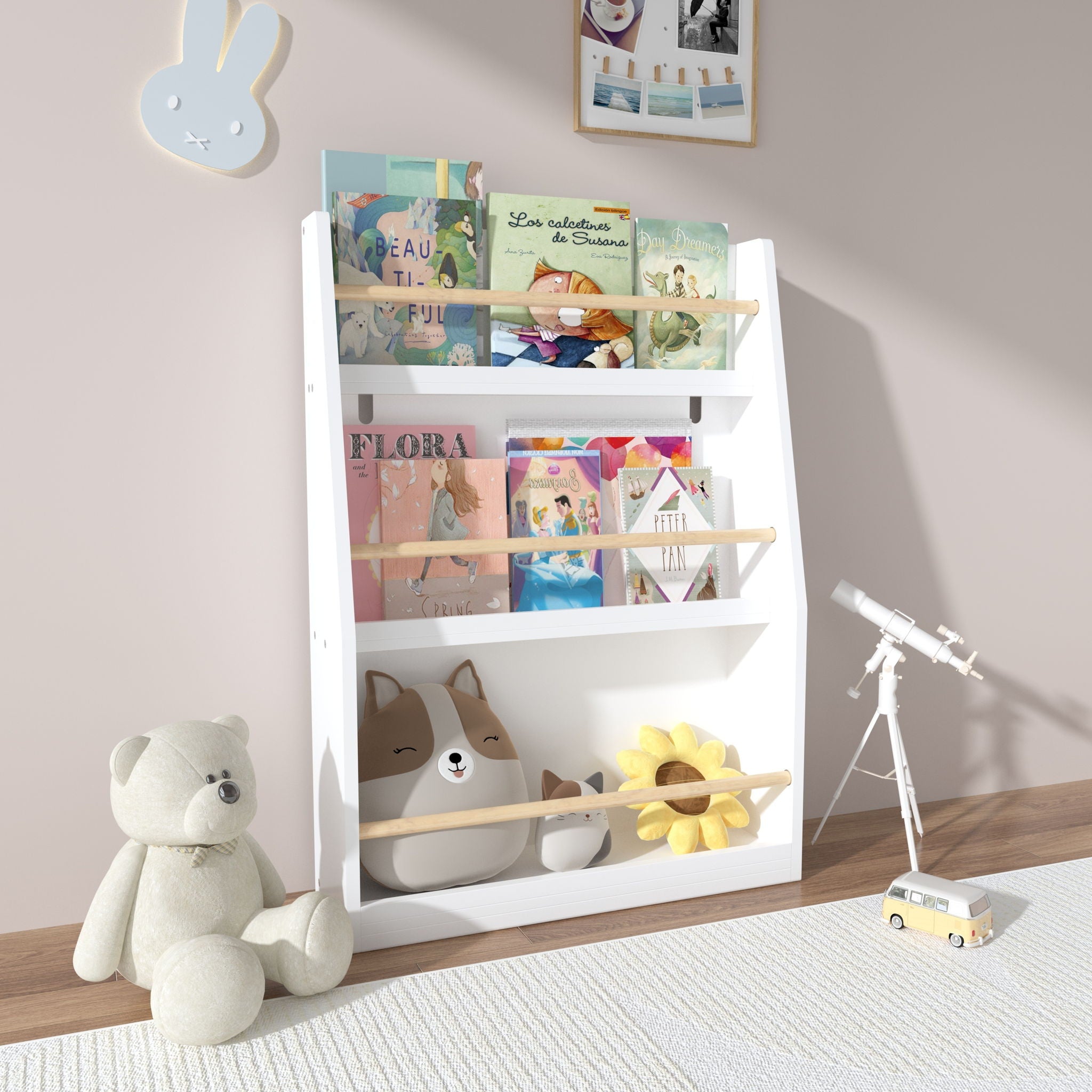 3 Tier Book Shelf, Compact Storage For Bedrooms