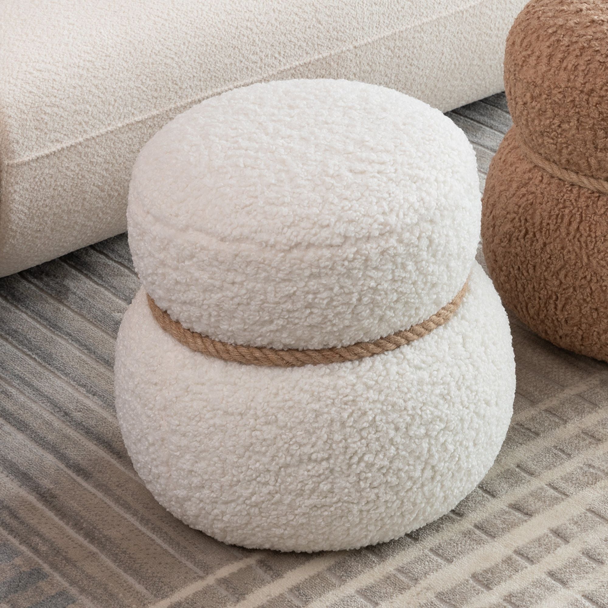 Snowman Stool With Cushion And Solid Wood Frame