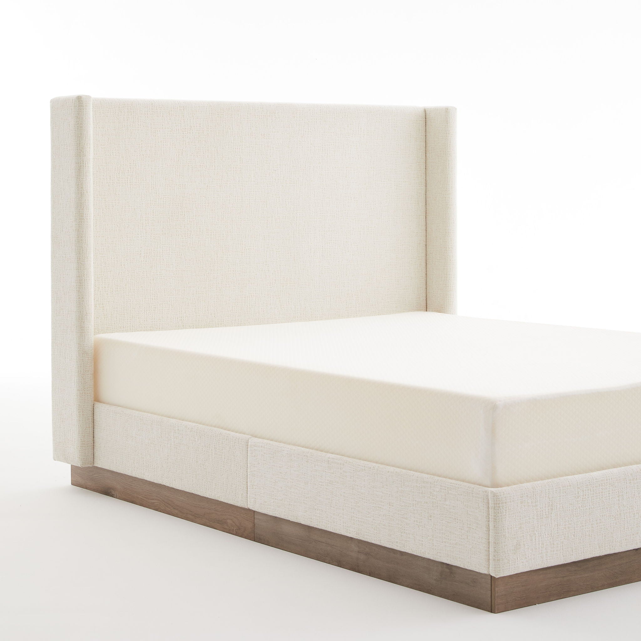 Hosford - Minimalist Upholstered Wingback Bed With Wood Base Platform