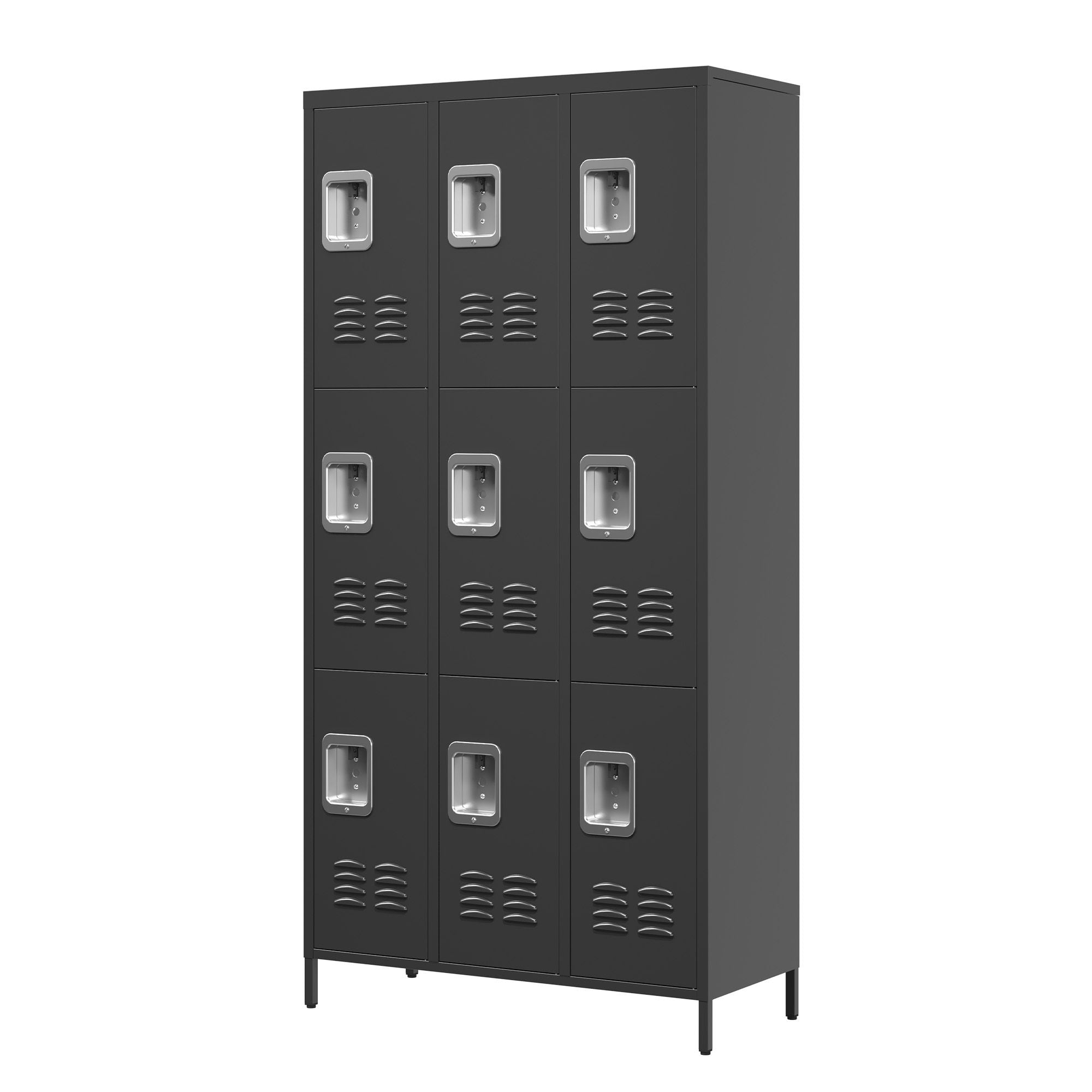 9 Door Lockers With Lock For Secure Storage And - Black