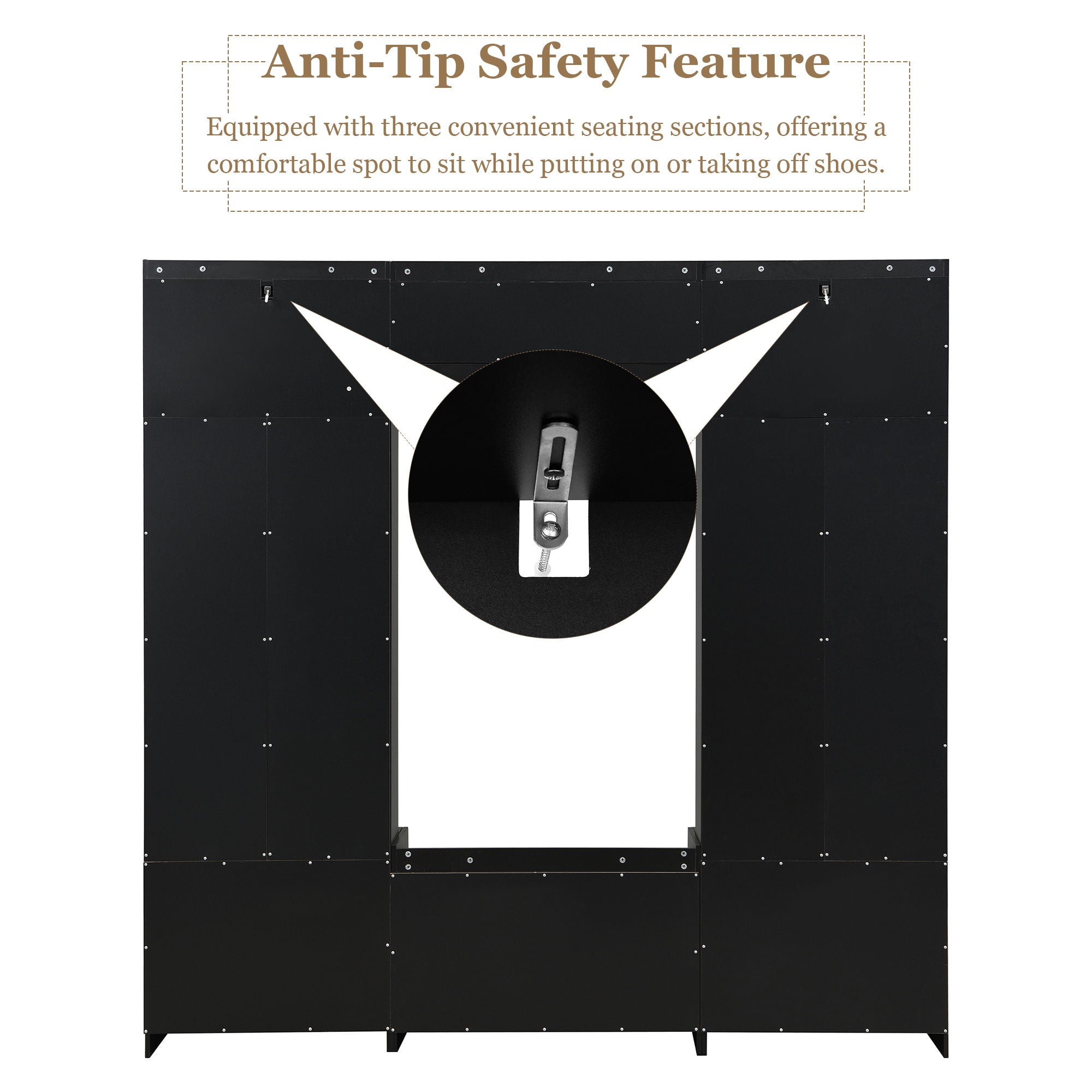 Wide Hall Tree With Shoe Storage, 4 In 1 Entryway Bench With 8 Cubbies, 7 Coat Hooks & Adjustable Shelf For Hallway - Black