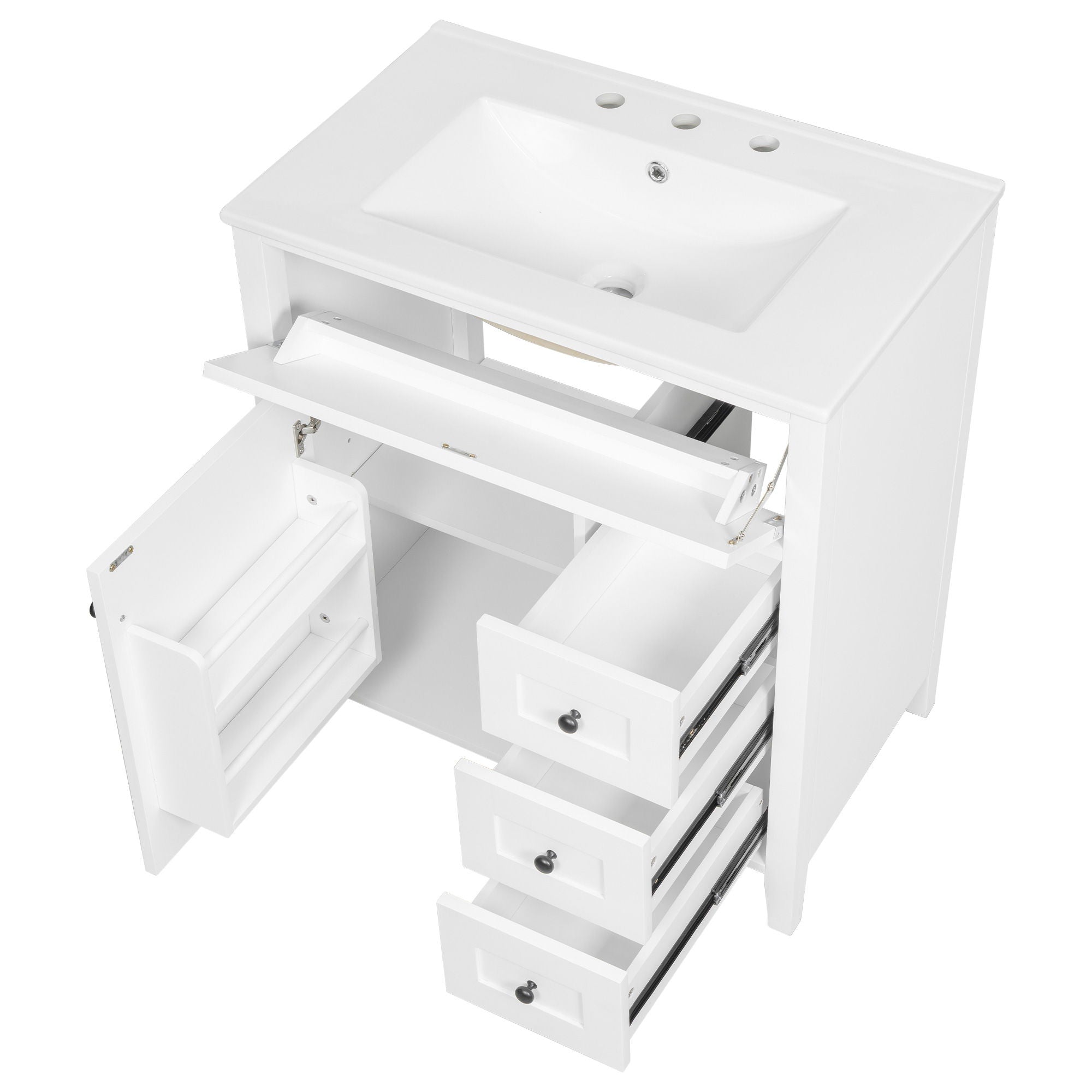 Bathroom Vanity With Sink, 3 Drawers And Adjustable Shelf