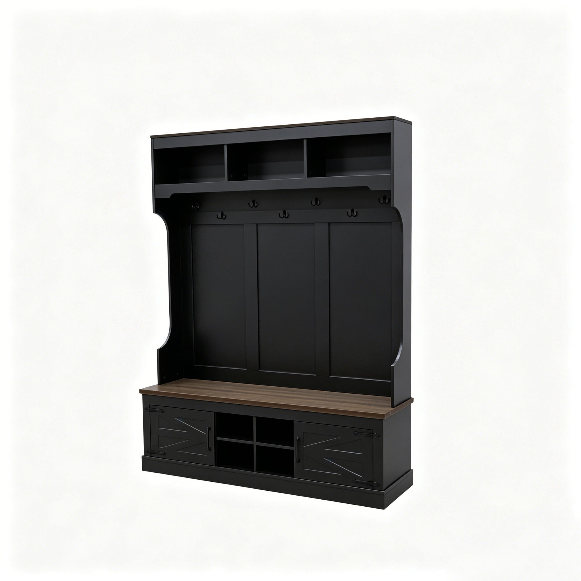 Farmhouse Hall Tree With Bench And Shoe Storage