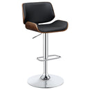 Folsom Upholstered Adjustable Bar Stool Black / Ecru and Chrome