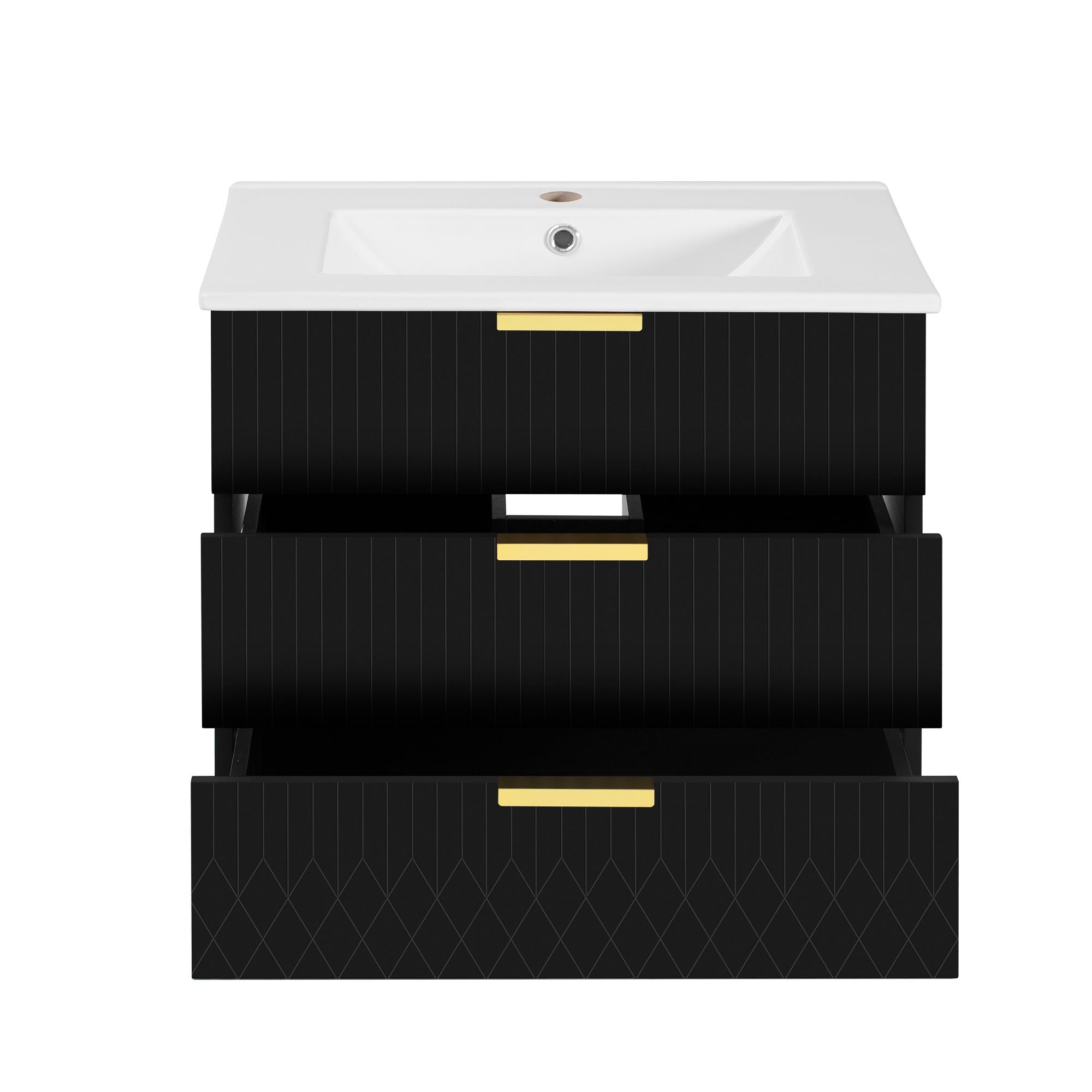 Wall Mounted Floating Cabinet With Side Cabinet Combo, Rectangular Ceramic Sink Vanity