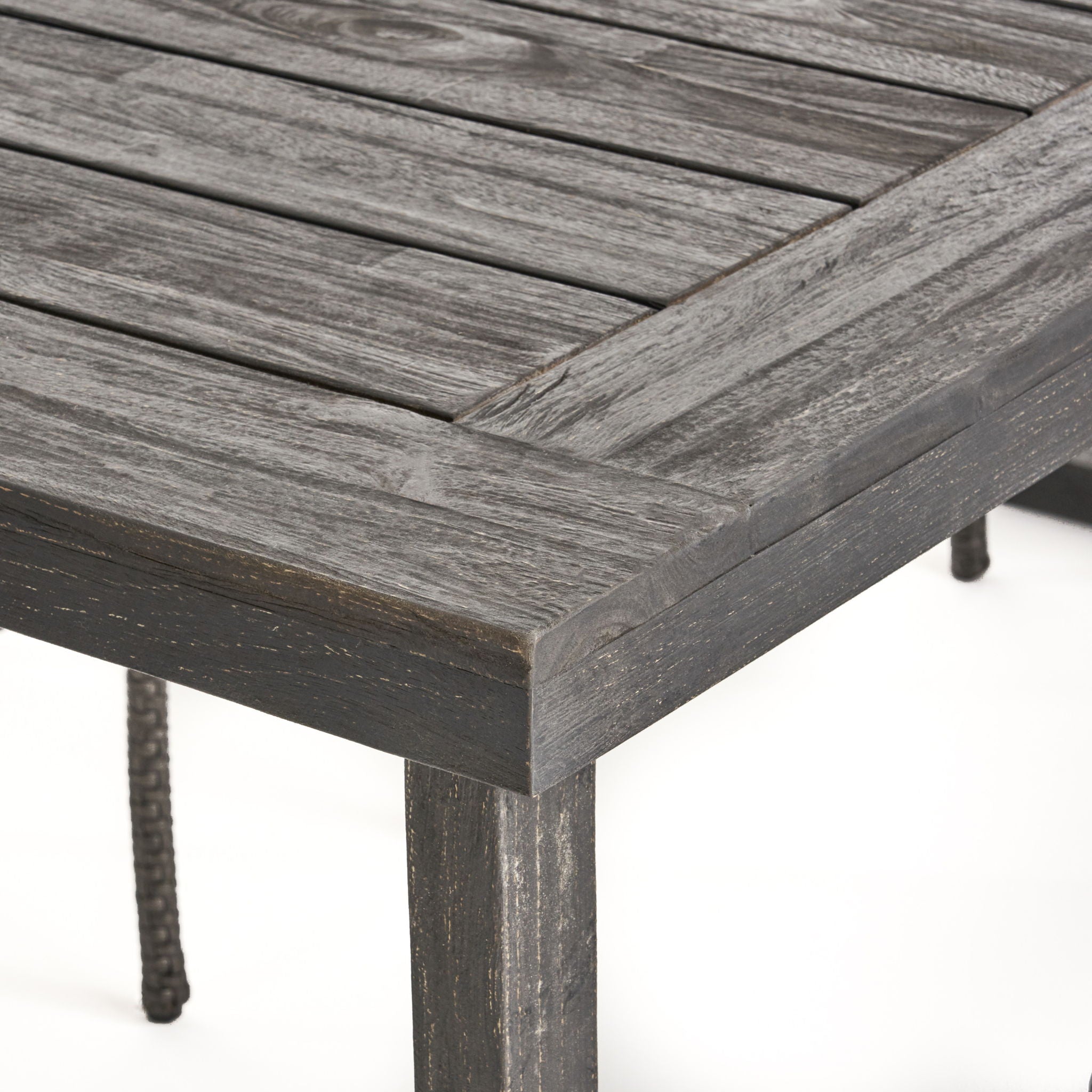 Outdoor 6 Seater Dining Set With Bench - Dark Gray / Light Gray