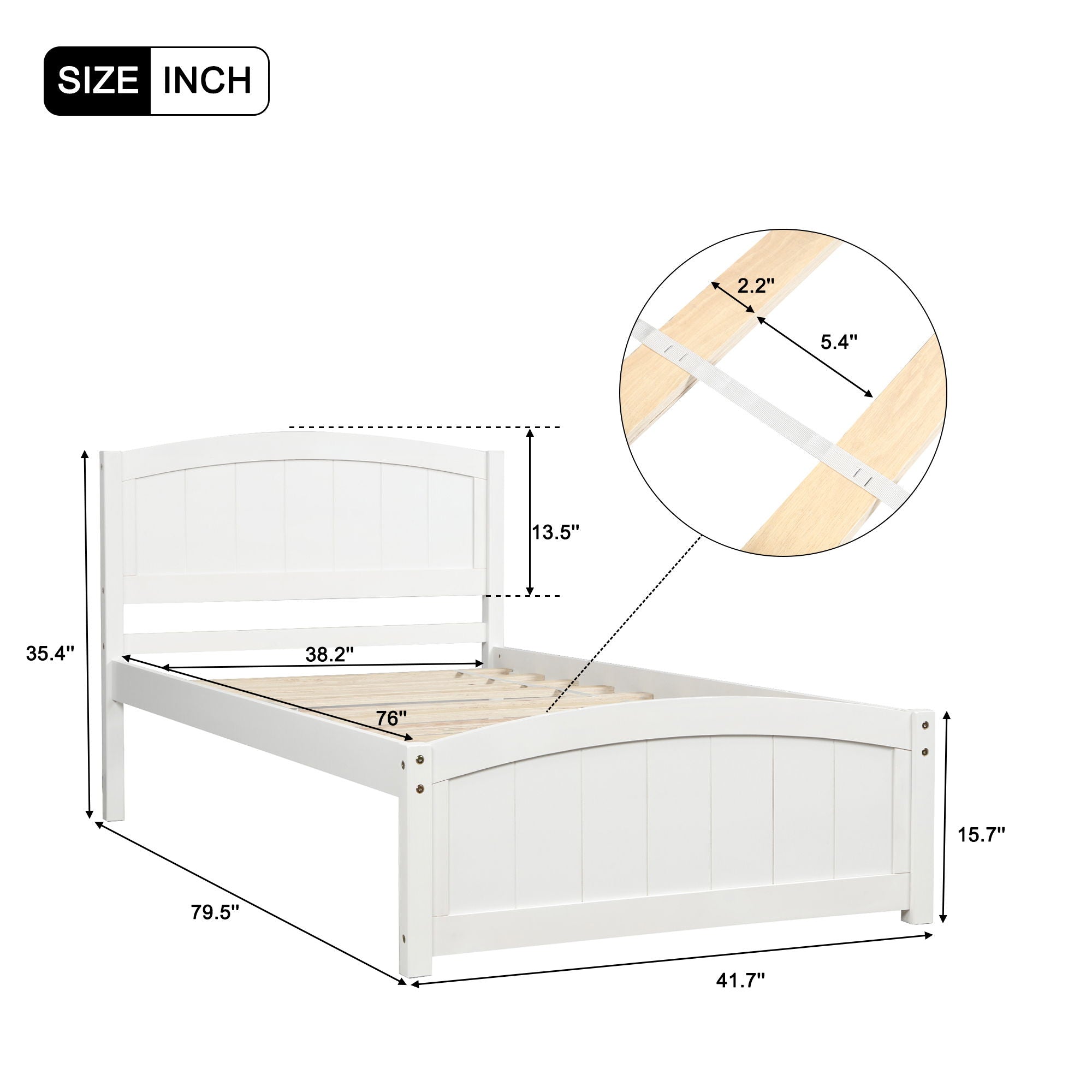 Platform Bed & Headboard, Footboard And Wood Slat Support